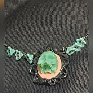 Handmade skull cameo necklace